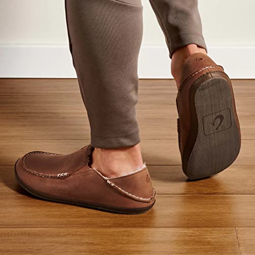 Men's OLUKAI Moloa Slip-On Slippers with Shearling Lining and Gel Insert