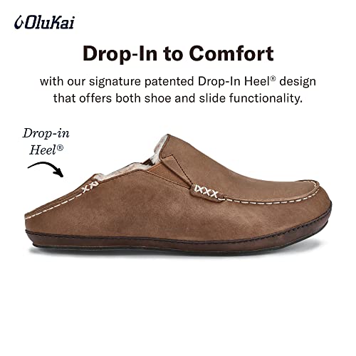 Men's OLUKAI Moloa Slip-On Slippers with Shearling Lining and Gel Insert