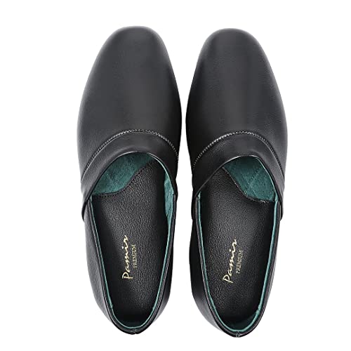 PAMIR Men's Leather Opera Slippers with Memory Foam Insole