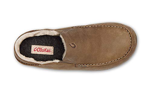 Men's Leather Slip-On Slippers with Shearling Lining