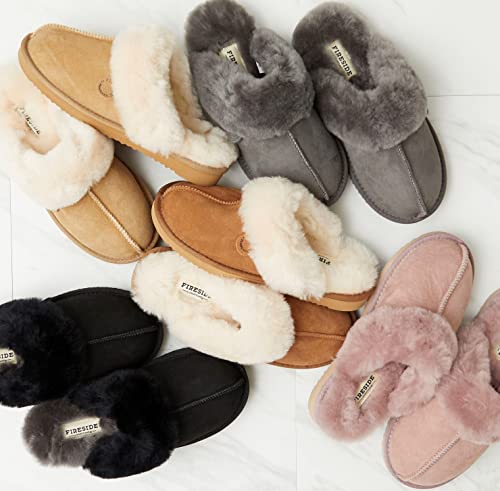 Sydney Shearling Fur Scuff Slipper for Women by Dearfoams, Wide Widths, Indoor/Outdoor