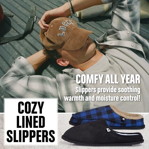 Lucky Brand Men's Memory Foam Slip-On Clogs, Warm Indoor-Outdoor Slippers