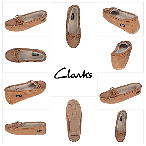 Women's Comfortable Suede Moccasin Slippers with Faux Fur Liner