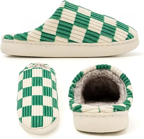 Memory Foam Slippers for Men and Women, Faux Fur Lining, Indoor & Outdoor