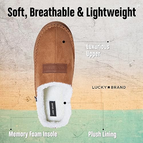 Lucky Brand Men's Memory Foam Slip-On Clogs, Warm Indoor-Outdoor Slippers